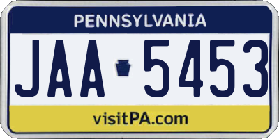 PA license plate JAA5453