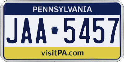 PA license plate JAA5457