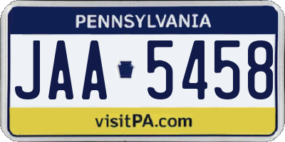 PA license plate JAA5458