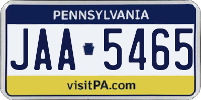 PA license plate JAA5465