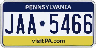 PA license plate JAA5466