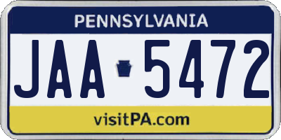 PA license plate JAA5472