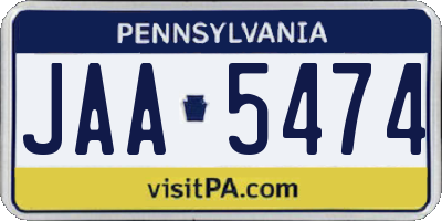 PA license plate JAA5474