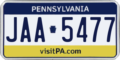 PA license plate JAA5477