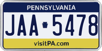 PA license plate JAA5478