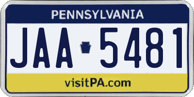 PA license plate JAA5481