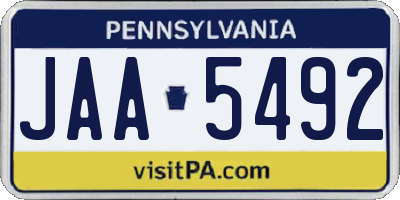 PA license plate JAA5492