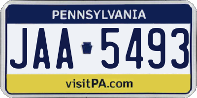 PA license plate JAA5493