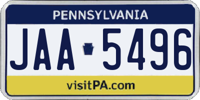 PA license plate JAA5496