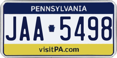 PA license plate JAA5498