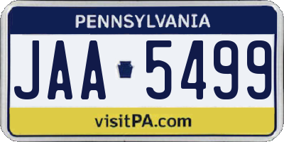 PA license plate JAA5499