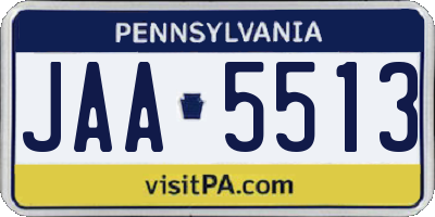 PA license plate JAA5513