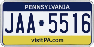 PA license plate JAA5516