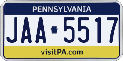 PA license plate JAA5517