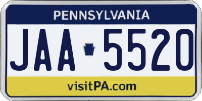 PA license plate JAA5520