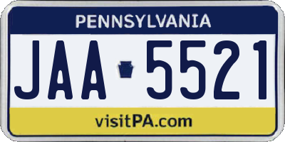 PA license plate JAA5521