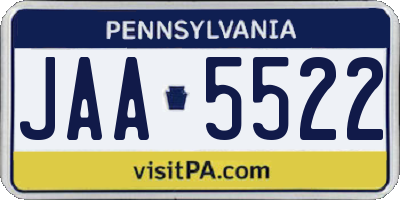 PA license plate JAA5522