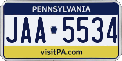 PA license plate JAA5534