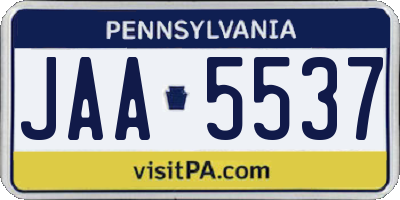 PA license plate JAA5537