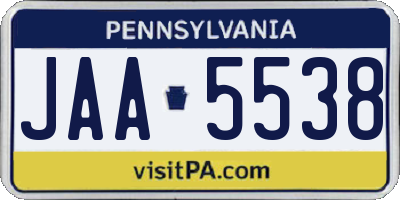 PA license plate JAA5538