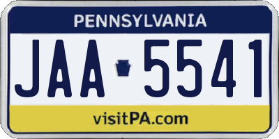 PA license plate JAA5541