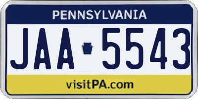 PA license plate JAA5543