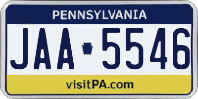 PA license plate JAA5546