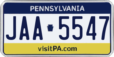 PA license plate JAA5547