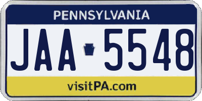 PA license plate JAA5548