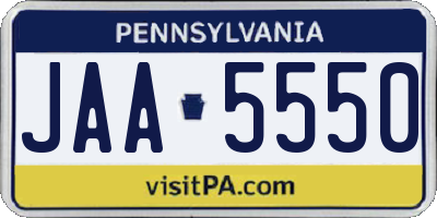 PA license plate JAA5550