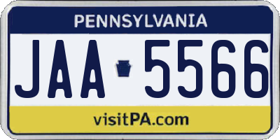 PA license plate JAA5566