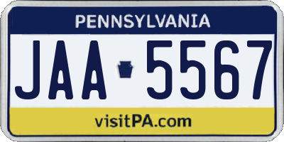 PA license plate JAA5567