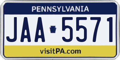 PA license plate JAA5571