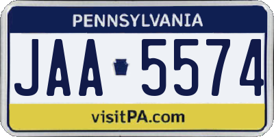 PA license plate JAA5574