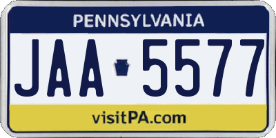 PA license plate JAA5577