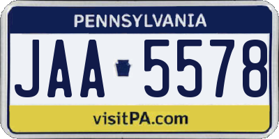 PA license plate JAA5578