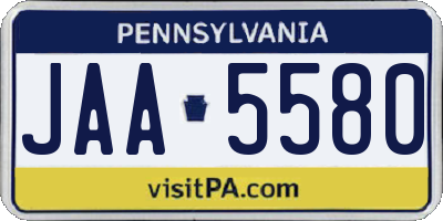 PA license plate JAA5580