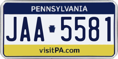 PA license plate JAA5581