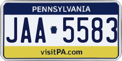 PA license plate JAA5583