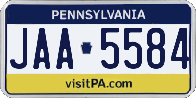 PA license plate JAA5584