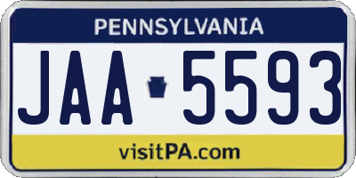 PA license plate JAA5593