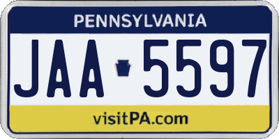 PA license plate JAA5597