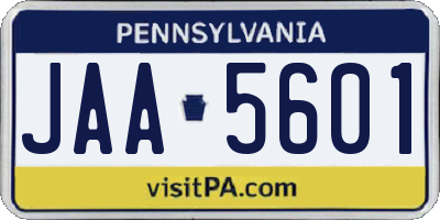 PA license plate JAA5601