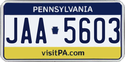 PA license plate JAA5603