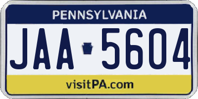 PA license plate JAA5604