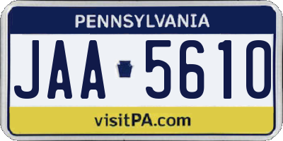 PA license plate JAA5610