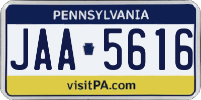 PA license plate JAA5616
