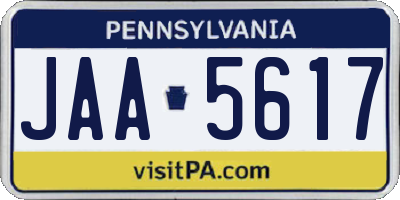 PA license plate JAA5617