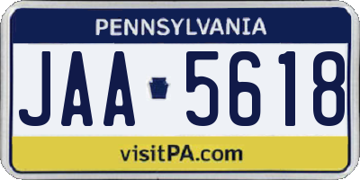 PA license plate JAA5618