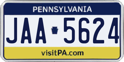PA license plate JAA5624